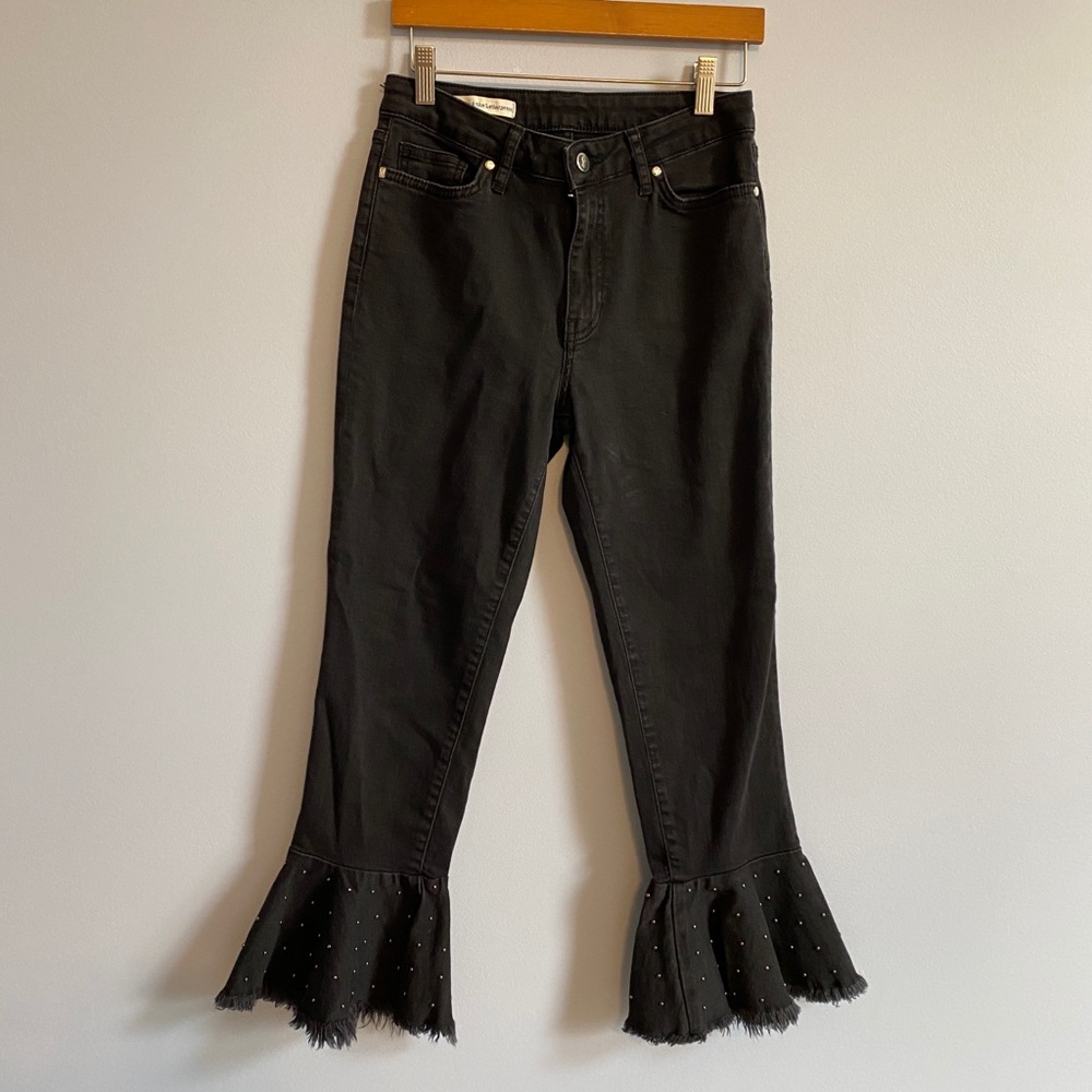 Pilcro and the Letterpress Cropped Bell Flair Studded Black Jeans Size 27